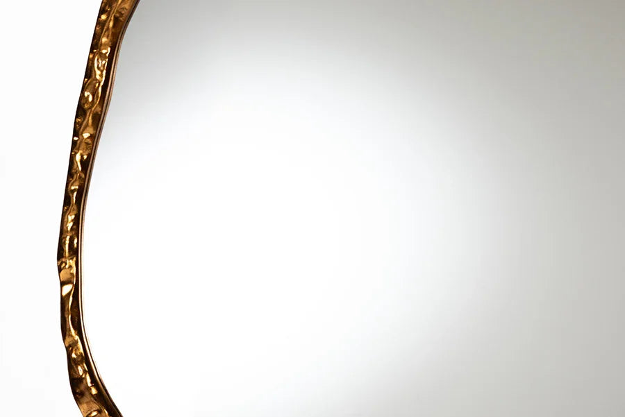 Baxton Studio Urania Wall Mirror - Irregular Shape Accent Mirror with Antique Goldleaf Frame, Modern Glam Accent for Living Room, Entryway, or Bedroom Decor FredCo