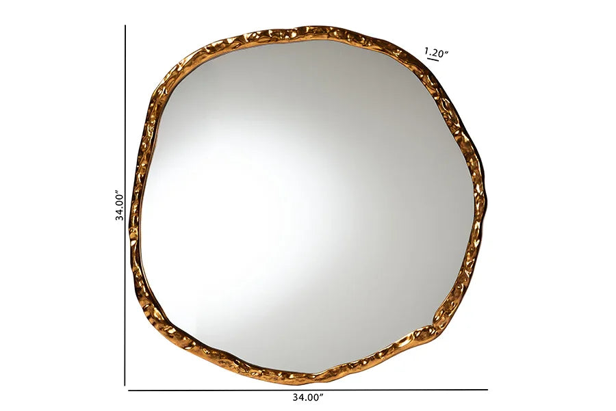 Baxton Studio Urania Wall Mirror - Irregular Shape Accent Mirror with Antique Goldleaf Frame, Modern Glam Accent for Living Room, Entryway, or Bedroom Decor FredCo