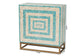 Baxton Studio Utari Modern Bohemian Two-Tone Beige and Blue Mother of Pearl and Gold Metal Storage Cabinet FredCo