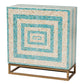 Baxton Studio Utari Modern Bohemian Two-Tone Beige and Blue Mother of Pearl and Gold Metal Storage Cabinet FredCo