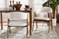 Baxton Studio Virden Boucle Upholstered Dining Chair Set of 2- Mid-Century Modern Armchair with Solid Wood Frame and Curved Open-Back Design, Walnut Brown and White FredCo