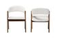 Baxton Studio Virden Boucle Upholstered Dining Chair Set of 2- Mid-Century Modern Armchair with Solid Wood Frame and Curved Open-Back Design, Walnut Brown and White FredCo