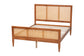 Baxton Studio Walthard Mid-Century Light Walnut King Platform Bed with Woven Rattan FredCo