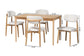 Baxton Studio Wattsu 5-Piece Dining Set - Solid Wood Rectangular Table with Boucle Upholstered Chairs, Mid-Century Modern Dining Furniture for Kitchen or Dining Room, Natural and White FredCo