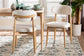 Baxton Studio Wattsu Boucle Upholstered Dining Chair Set of 2- Mid-Century Modern Side Chair with Solid Wood Frame and Rounded Backrest, Natural and White FredCo