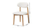 Baxton Studio Wattsu Boucle Upholstered Dining Chair Set of 2- Mid-Century Modern Side Chair with Solid Wood Frame and Rounded Backrest, Natural and White FredCo