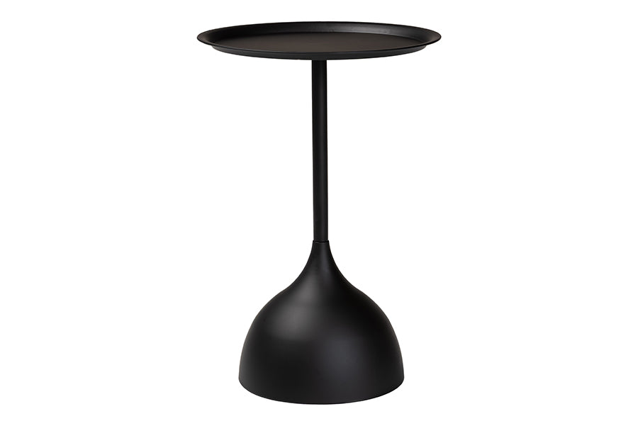 Baxton Studio Webb Black Metal Pedestal Side Table - Modern Accent Table with Round Tray Top for Indoor or Semi-Outdoor Use FredCo