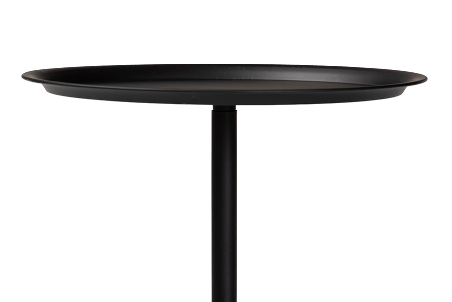 Baxton Studio Webb Black Metal Pedestal Side Table - Modern Accent Table with Round Tray Top for Indoor or Semi-Outdoor Use FredCo
