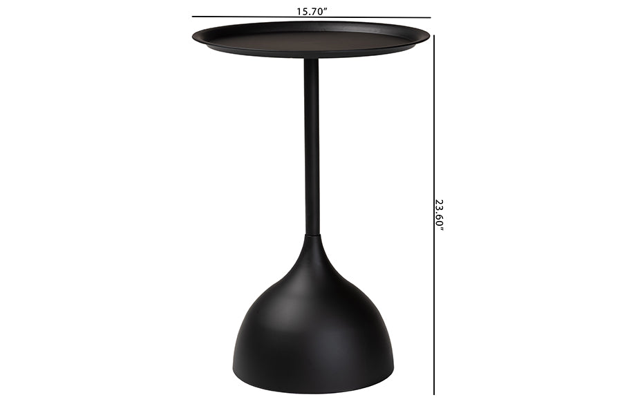Baxton Studio Webb Black Metal Pedestal Side Table - Modern Accent Table with Round Tray Top for Indoor or Semi-Outdoor Use FredCo