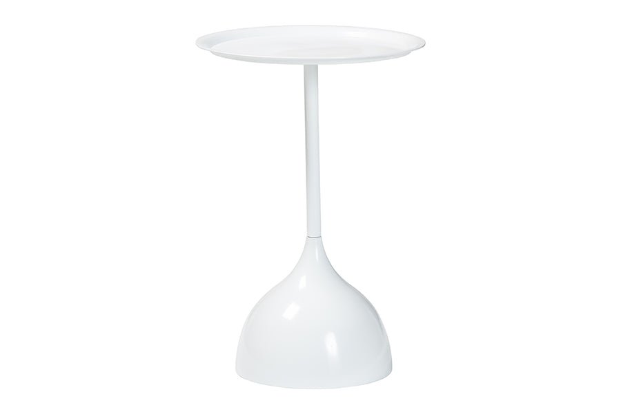 Baxton Studio Webb White Metal Pedestal Side Table - Modern Accent Table with Round Tray Top for Indoor or Semi-Outdoor Use FredCo