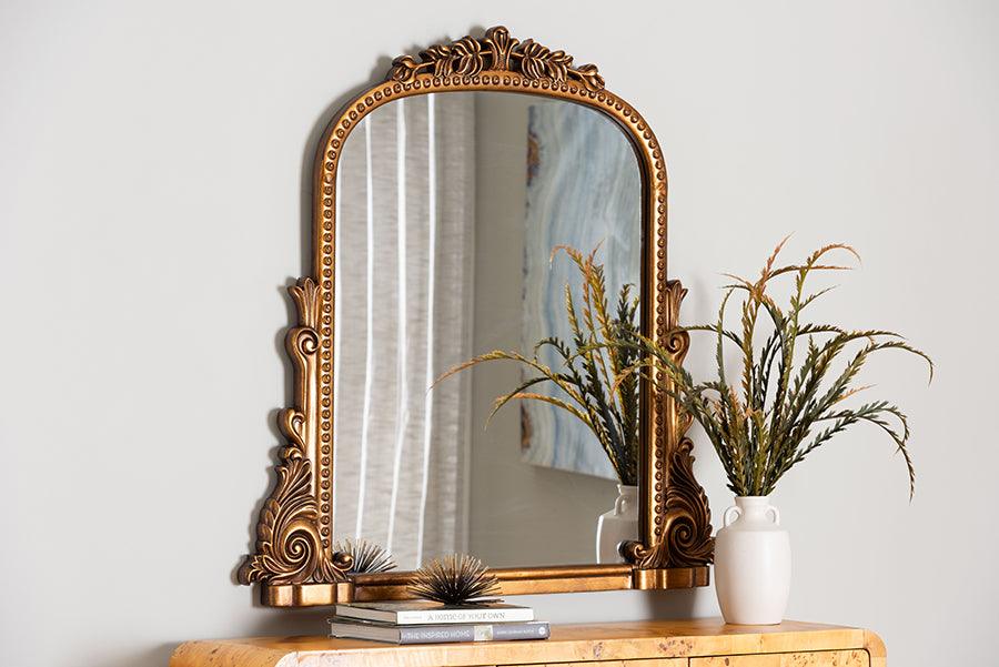 Baxton Studio Whitby Baroque Antique Goldleaf Accent Mirror FredCo