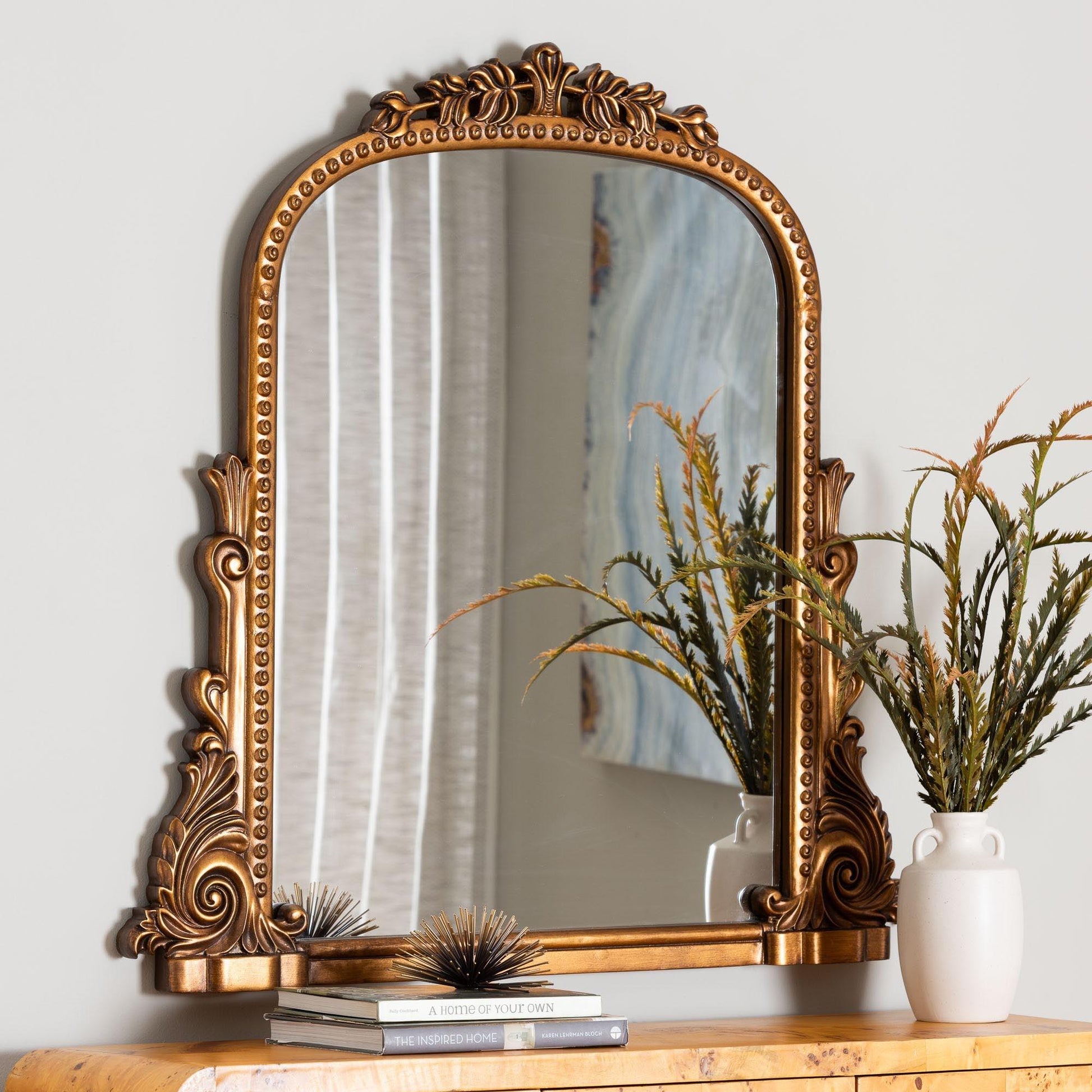Baxton Studio Whitby Baroque Antique Goldleaf Accent Mirror FredCo
