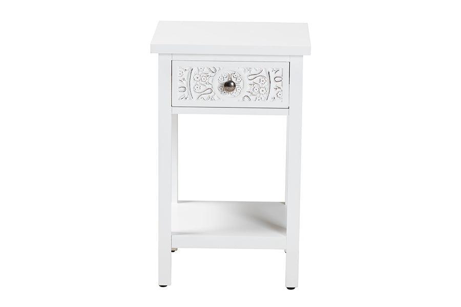 Baxton Studio Yelena Classic and Traditional White Finished Wood 1-Drawer End Table FredCo