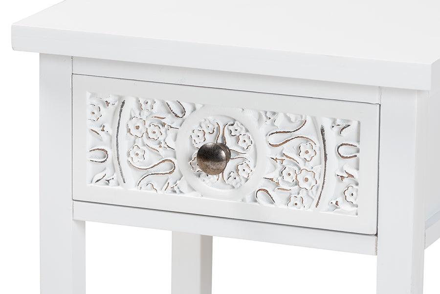Baxton Studio Yelena Classic and Traditional White Finished Wood 1-Drawer End Table FredCo