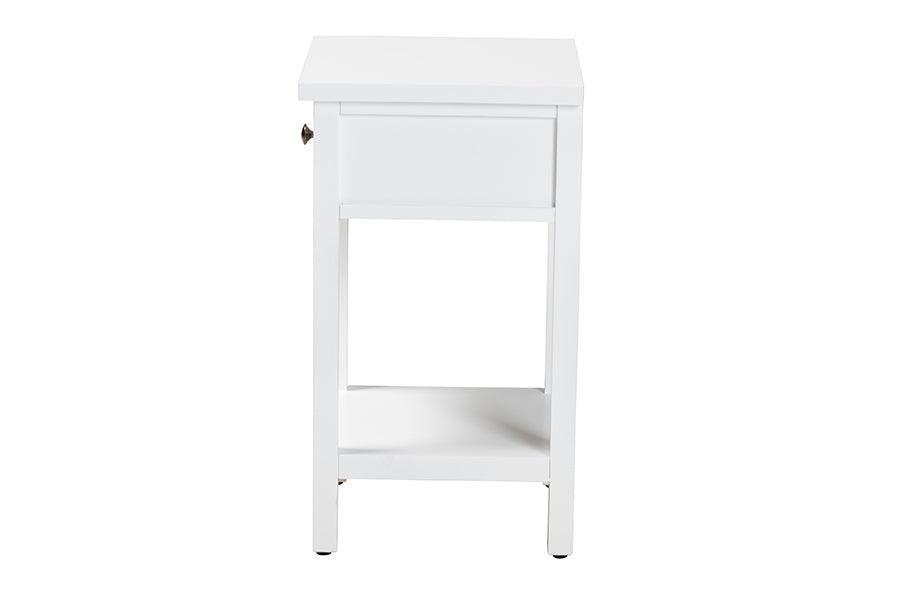 Baxton Studio Yelena Classic and Traditional White Finished Wood 1-Drawer End Table FredCo
