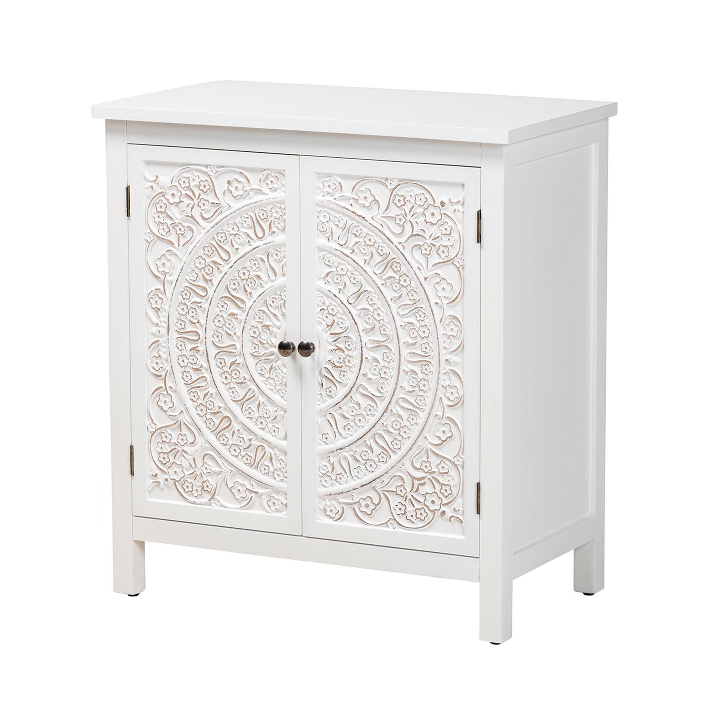 Baxton Studio Yelena Classic and Traditional White Finished Wood 2-Door Storage Cabinet FredCo