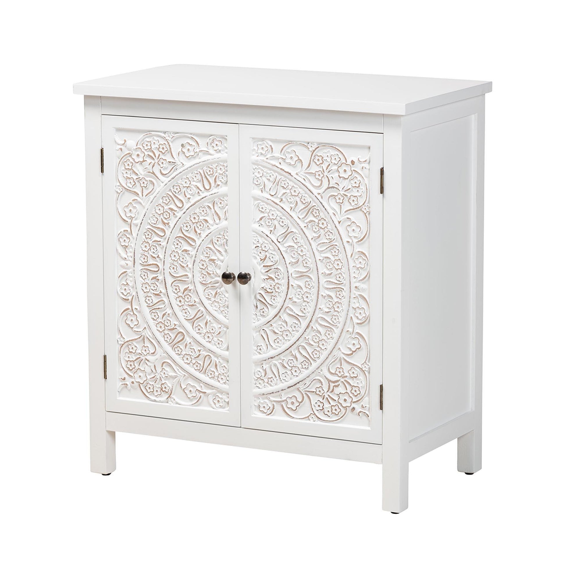 Baxton Studio Yelena Classic and Traditional White Finished Wood 2-Door Storage Cabinet FredCo