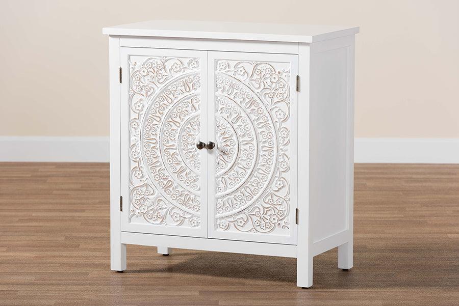 Baxton Studio Yelena Classic and Traditional White Finished Wood 2-Door Storage Cabinet FredCo