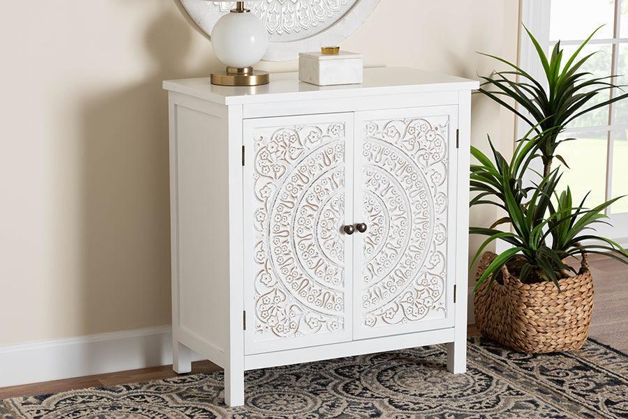 Baxton Studio Yelena Classic and Traditional White Finished Wood 2-Door Storage Cabinet FredCo