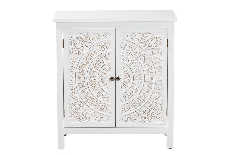 Baxton Studio Yelena Classic and Traditional White Finished Wood 2-Door Storage Cabinet FredCo