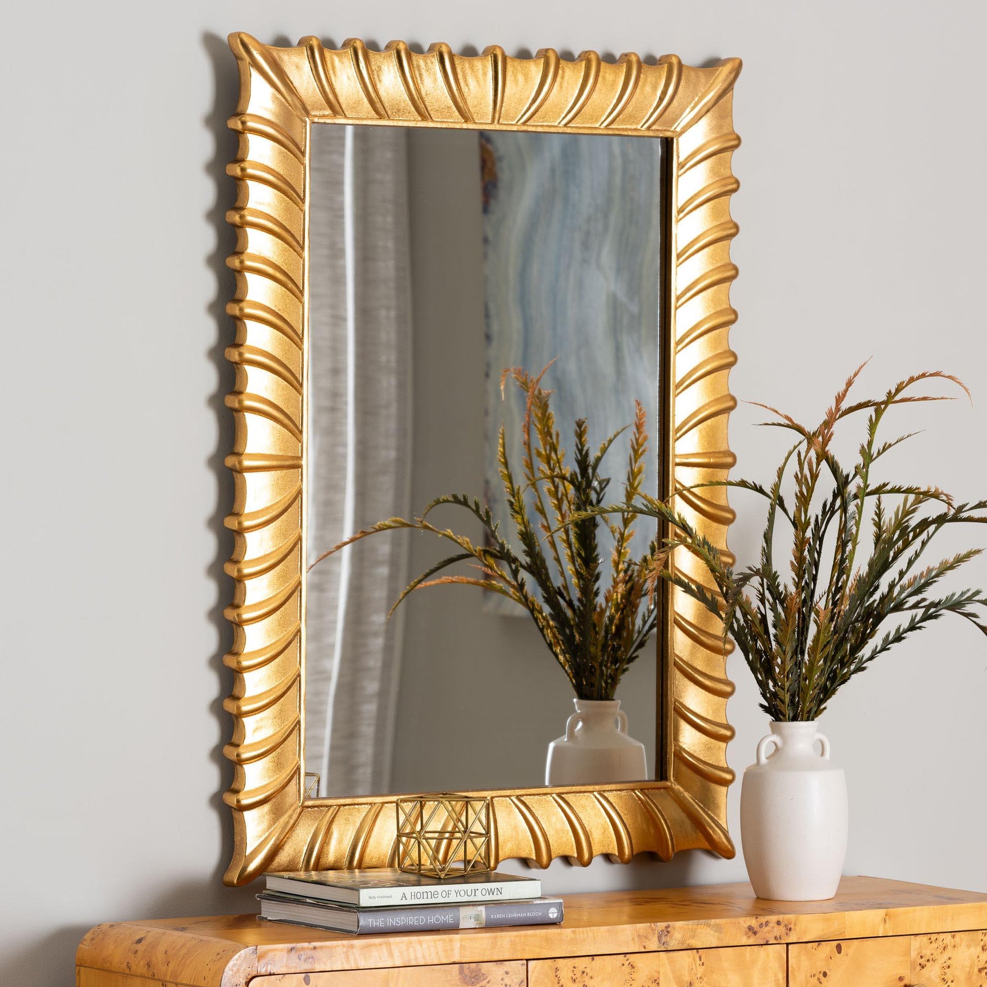 Baxton Studio Ygritte Antique Goldleaf Accent Wall Mirror FredCo
