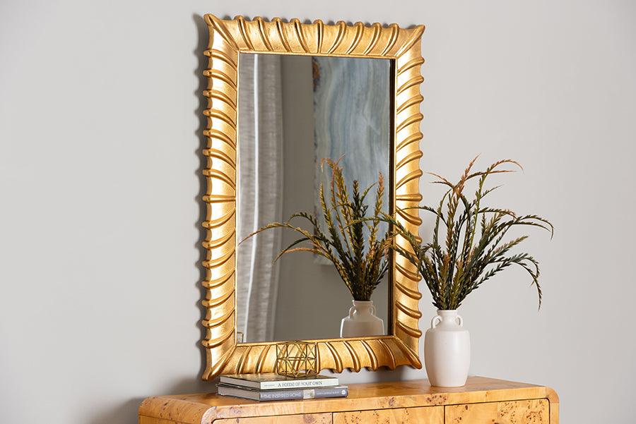Baxton Studio Ygritte Antique Goldleaf Accent Wall Mirror FredCo