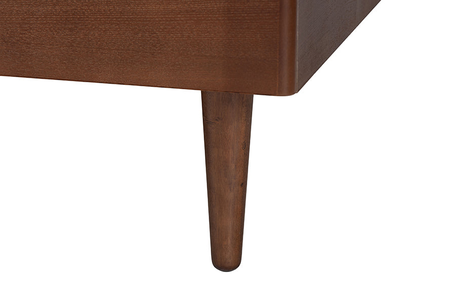 Mid-century modern wood furniture leg with rich walnut finish from FredCo International