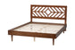 Mid-century modern wooden bed frame with geometric open headboard from FredCo International
