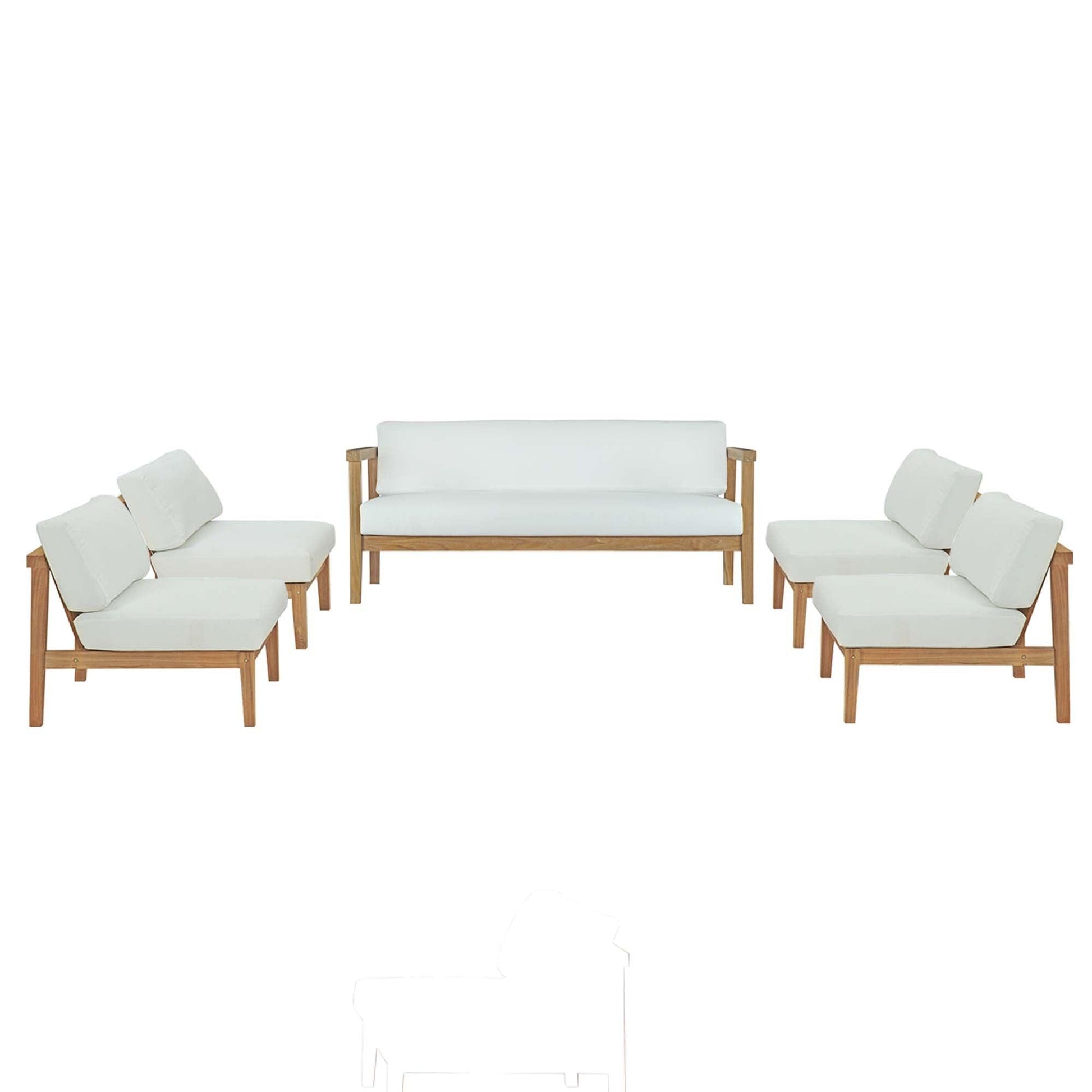 Bayport 5 Piece Outdoor Patio Teak Set by Modway FredCo