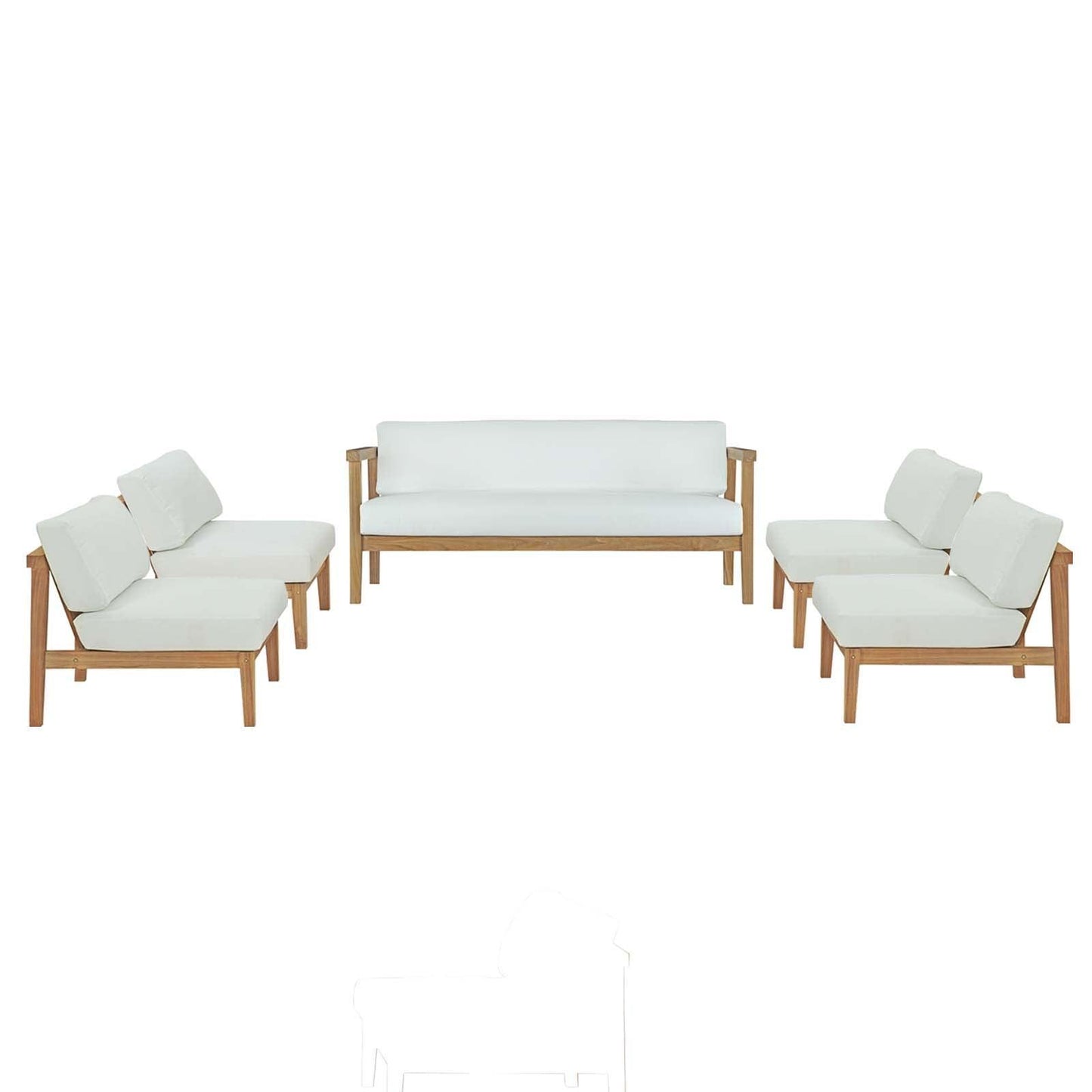 Bayport 5 Piece Outdoor Patio Teak Set, EEI-5484 FredCo