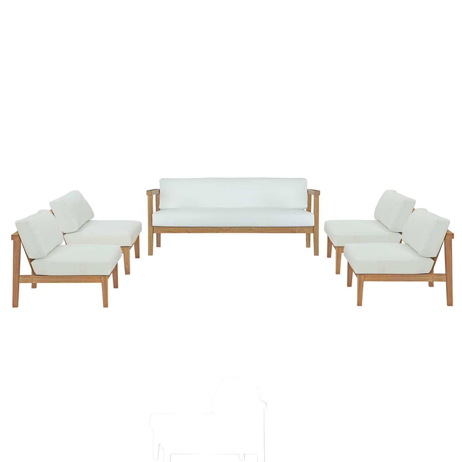 Bayport 5 Piece Outdoor Patio Teak Set, EEI-5484 FredCo