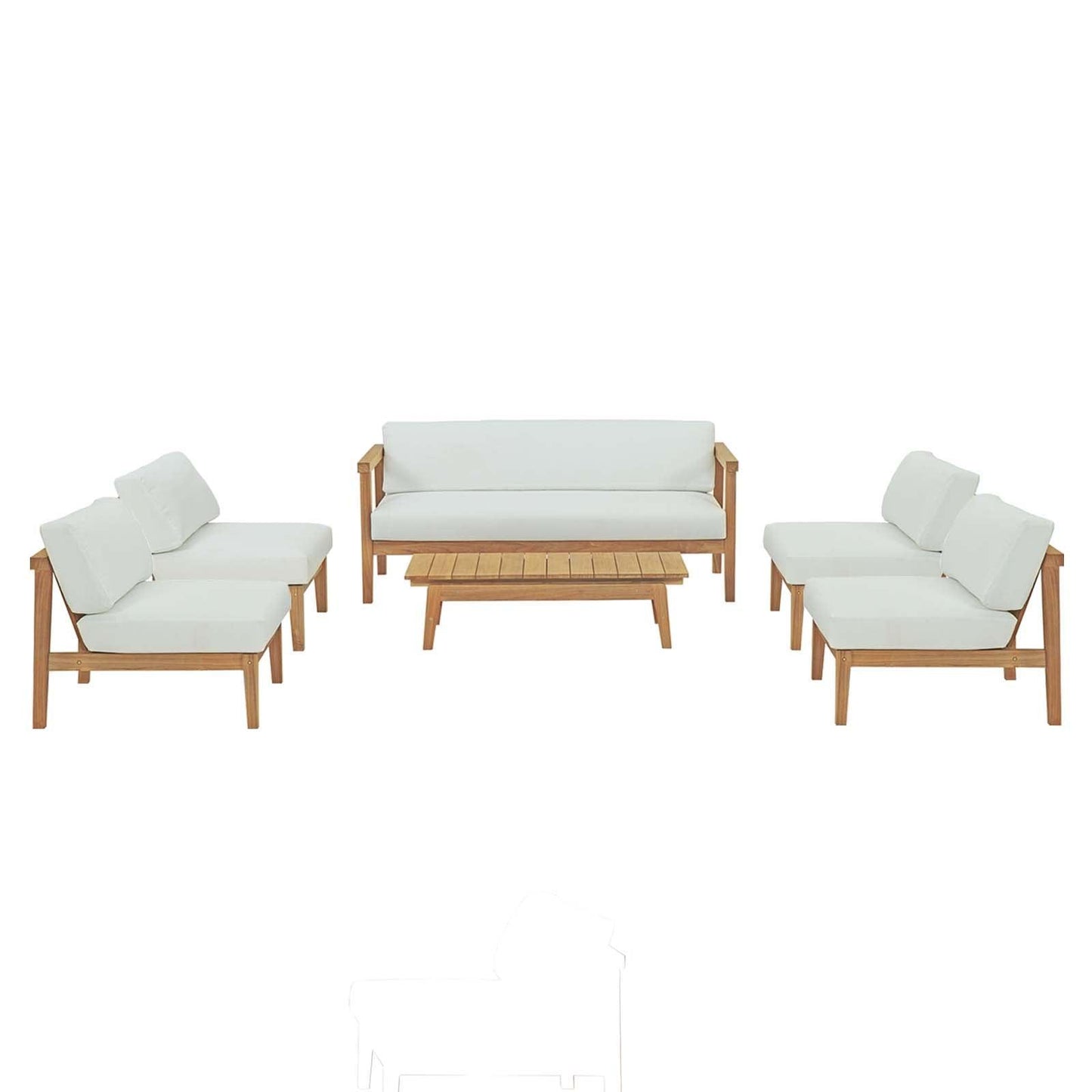 Bayport 6 Piece Outdoor Patio Teak Set, EEI-5483 FredCo