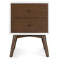 Caroline Mid Century Modern Style 2-Drawer White Night Stand Solid Wood 23.6'H x 17.7'W x 15.7'D FredCo