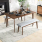 Modern wood dining table set with benches in bright living room, FredCo International furniture