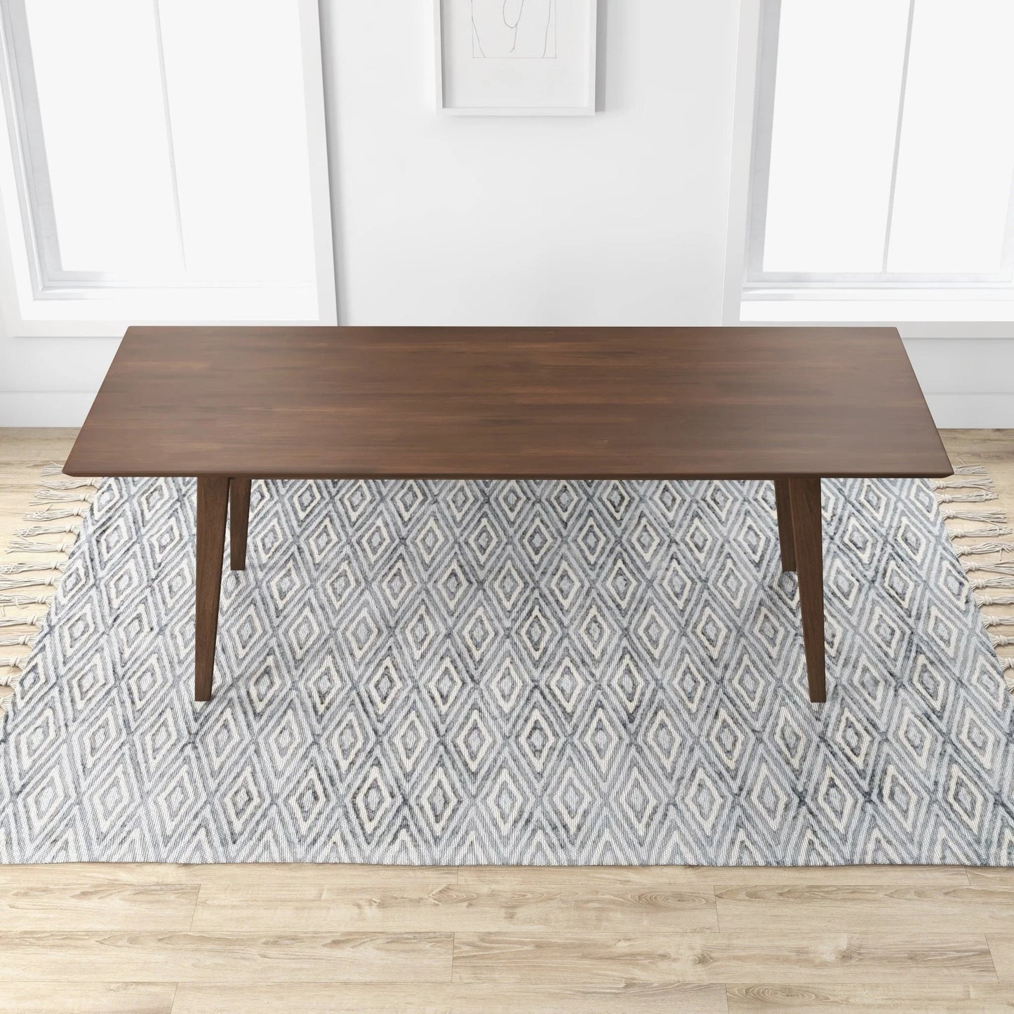 Levi Modern Style Solid Wood Rectangular Dining Kitchen Table Brown Finish FredCo