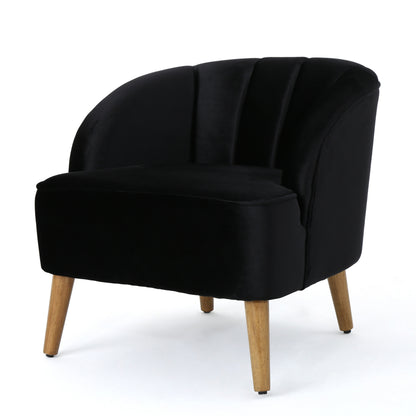 Accent Chair, Club Armchair, Modern Reading Chair, Black Altay Velvet