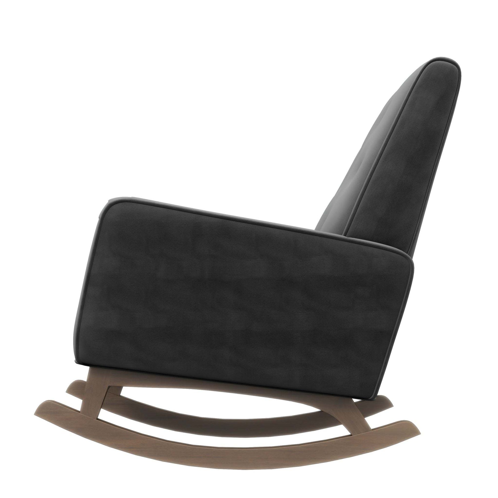 Elegant Style Demetrius Dark Grey Fabric Rocking Chair with Solid Wood Frame for Living Room and Nursery 36.6'H x 27.5'W x 39'D for Living Room Bedroom Reading FredCo
