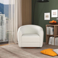 High Quality Elise Mid Century Modern Beige Boucle Swivel Chair with Elegant Design and Multi-functional Use 34.2W'x 30D'x 30H' Swivel Round Chairs for Living Room Bedroom Reading, White FredCo