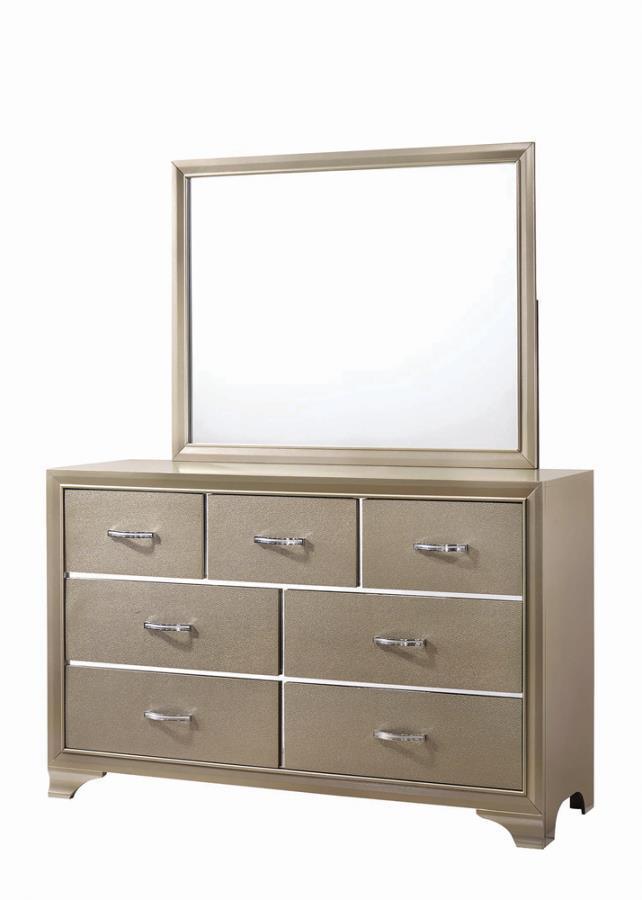 Beaumont Bedroom Set Metallic Champagne Coaster Eastern King, 4 Piece FredCo