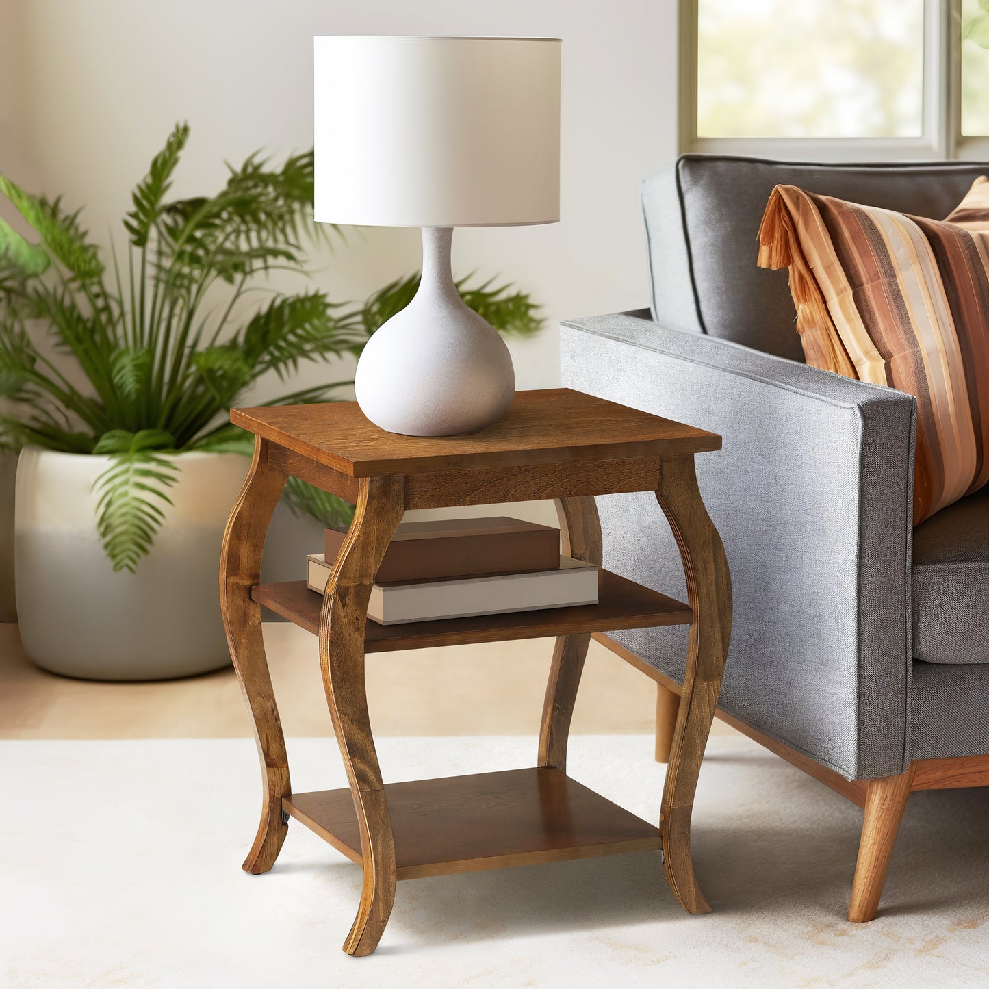 Becci Walnut Finish Accent Table FredCo