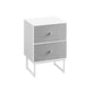 Bed Side Table with Fabric Drawers Cloud White and Dove FredCo