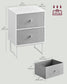 Bed Side Table with Fabric Drawers Cloud White and Dove FredCo