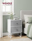 Bed Side Table with Fabric Drawers Cloud White and Dove FredCo