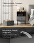 Bed Side Table with Fabric Drawers Ebony Black and Slate Gray FredCo