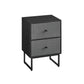 Bed Side Table with Fabric Drawers Ebony Black and Slate Gray FredCo