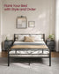 Bed Side Table with Fabric Drawers Ebony Black and Slate Gray FredCo