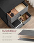 Bed Side Table with Fabric Drawers Ebony Black and Slate Gray FredCo