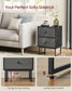 Bed Side Table with Fabric Drawers Ebony Black and Slate Gray FredCo