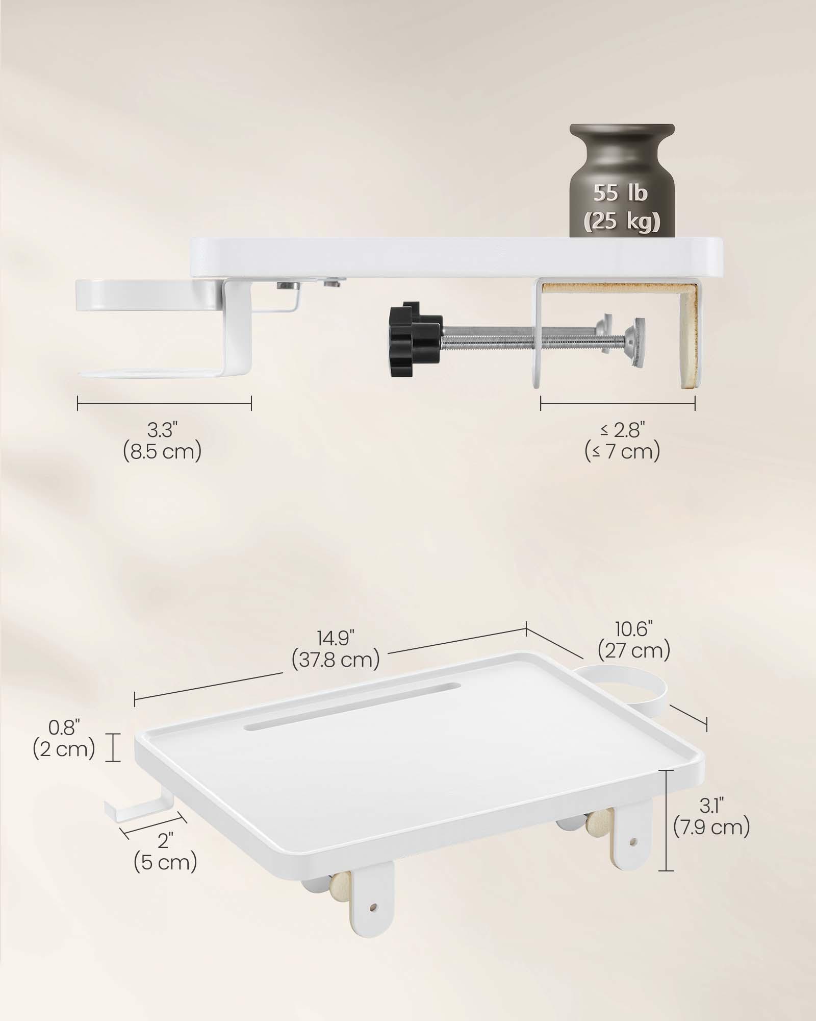 Bedside Shelf with Phone Slot, Cup Holder and Hook Cloud White FredCo