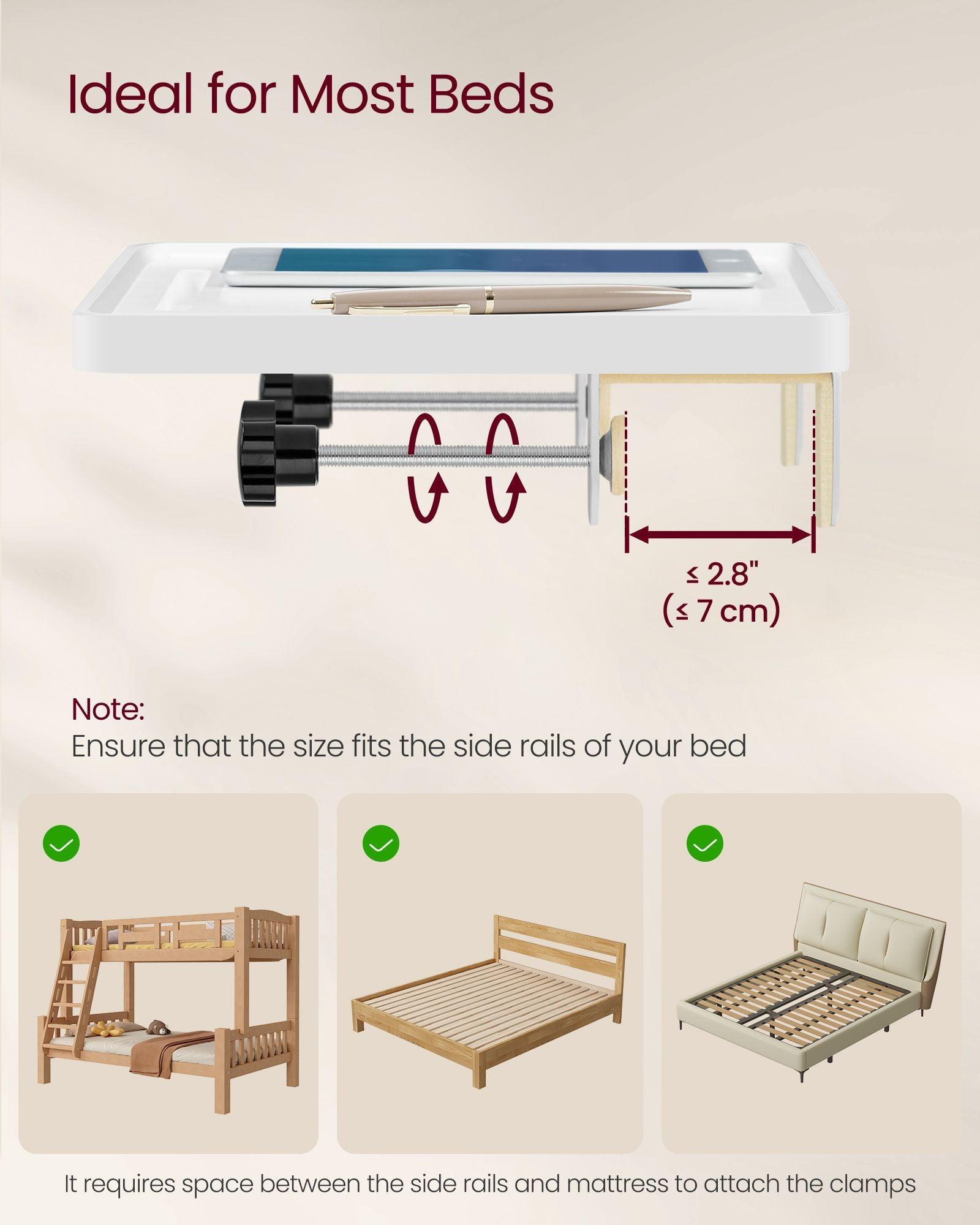 Bedside Shelf with Phone Slot, Cup Holder and Hook Cloud White FredCo